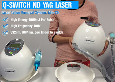 1064 nanómetro/532 máquina del retiro del tatuaje del laser del ND del nanómetro YAG, equipo del retiro del laser del tatuaje