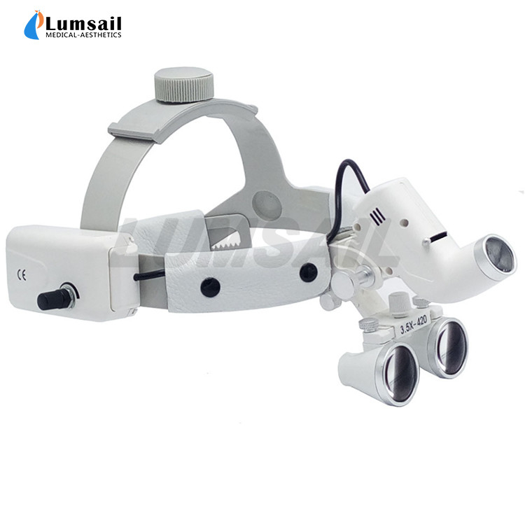 equipo de laboratorio quirúrgico de la linterna LED de la cabeza de 3.5X de la luz de las lupas dentales dentales de la lámpara